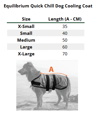 2025 Equilibrium Quick Chil Dog Coat  Größentabelle